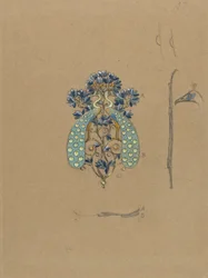 Design for a Belt Buckle with Peacock Motif